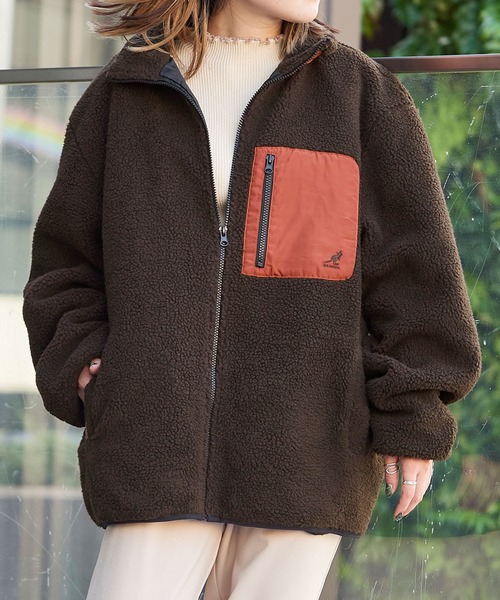 KANGOL(カンゴール)の「KANGOL/カンゴール別注 オーバーサイズ シープボアフリースジャケット(ブルゾン・レディース・ブラック系その他/ベージュ系その他/ブルー系その他/イエロー系その他/オリーブ×ブラック/チャコールグレー×ブラック/ベージュ系その他2/イエロー系その他2/ホワイト系その他/ホワイト×ブラック/グレイッシュベージュ/ホワイト系その他2/ホワイト系その他3/ベージュ系その他3/イエロー系その他3/ダークベージュ/ブラック系その他2/ホワイト系その他4/ダークブラウン/ベージュ系その他4/ベージュ系その他5/ブラック系その他3/ブラウン系その他/ネイビー系/イエロー系/モカ/ダークネイビー/ライトグレー・M/L/XL/S/FREE)」の13枚目の写真