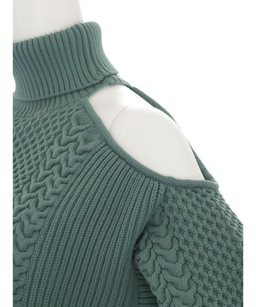 MURUA（ムルーア）の「オープンショルダーケーブルニット（ニット/セーター・レディース・ブルー/ホワイト/グレー/ブラック/オレンジ/ベージュ/カーキ・FREE）」の19枚目の写真