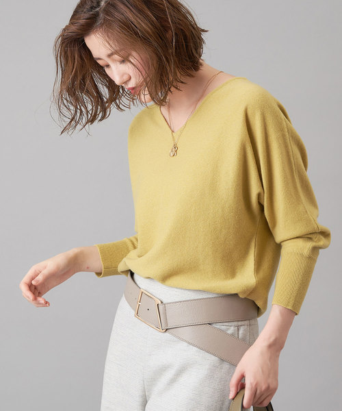 RIVE DROITE（リヴドロワ）の「【洗える】カシミヤVネックドルマンニット（ニット/セーター・レディース・ブラック/ライトベージュ/バイオレット/イエロー・FREE）」の20枚目の写真
