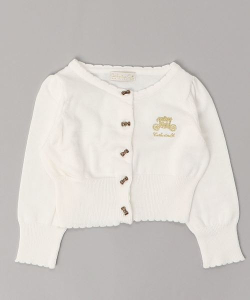 Catherine Cottage（キャサリンコテージ）の「アンティークリボン ボタンカーディガン KIDS（カーディガン/ボレロ・キッズ・ホワイト/ブラック/ネイビー/レッド/サックスブルー/ピンク・100/110/120/130/140）」の2枚目の写真