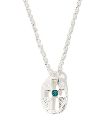 ROSE BUD | (DEER RUBY)GREEN GEM CROSS PENDANT NECKLACE(ネックレス)