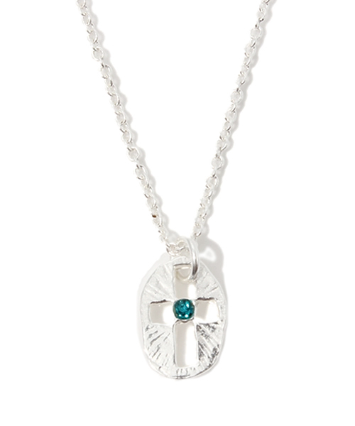 ROSE BUD(ローズバッド)の「(DEER RUBY)GREEN GEM CROSS PENDANT NECKLACE(ネックレス・レディース・シルバー/ゴールド・ONE SIZE)」の1枚目の写真