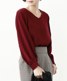 【STUDIOUS】Vネックボリュームスリーブブラウス