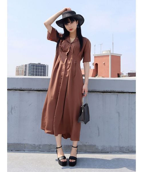 EMODA（エモダ）の「オープンカラー2WAYシャツワンピース（シャツワンピース・レディース・ブラック/ブラウン/その他/カーキ・FREE）」の17枚目の写真
