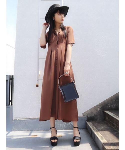 EMODA（エモダ）の「オープンカラー2WAYシャツワンピース（シャツワンピース・レディース・ブラック/ブラウン/その他/カーキ・FREE）」の5枚目の写真