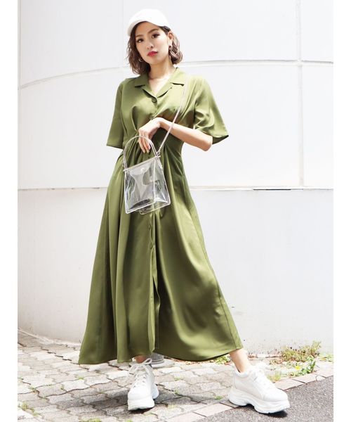 EMODA（エモダ）の「オープンカラー2WAYシャツワンピース（シャツワンピース・レディース・ブラック/ブラウン/その他/カーキ・FREE）」の7枚目の写真