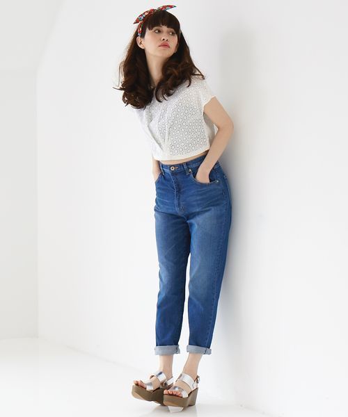 Another Edition（アナザーエディション）の「AE HI/W DENIM PT　Я#◆（デニムパンツ・レディース・ターコイズブルー/コバルトブルー/オフホワイト・MEDIUM/SMALL/X-SMALL）」の3枚目の写真