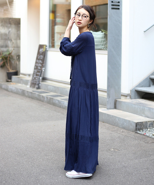 Bou Jeloud（ブージュルード）の「ロング丈が可愛い◆刺繍マキシワンピース（ワンピース・レディース・オフホワイト/レッド/ネイビー・38）」の8枚目の写真