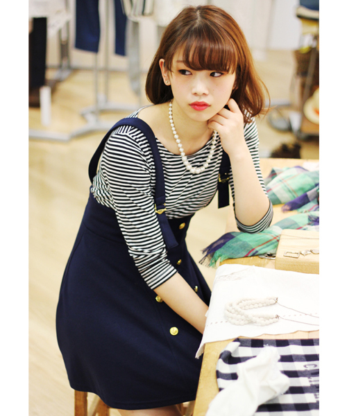 one after another NICE CLAUP(ワンアフターアナザーナイスクラップ)の「【ナイスクラップ】マリン風セットアップ(ワンピース・レディース・アイボリー/ネイビー・FREE)」の13枚目の写真