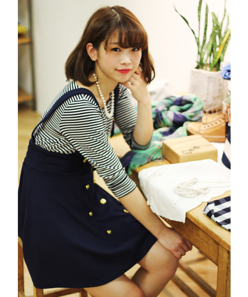 one after another NICE CLAUP(ワンアフターアナザーナイスクラップ)の「【ナイスクラップ】マリン風セットアップ(ワンピース・レディース・アイボリー/ネイビー・FREE)」の17枚目の写真