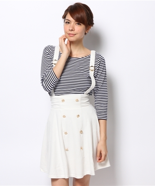 one after another NICE CLAUP(ワンアフターアナザーナイスクラップ)の「【ナイスクラップ】マリン風セットアップ(ワンピース・レディース・アイボリー/ネイビー・FREE)」の2枚目の写真