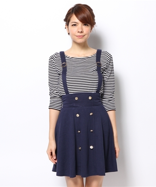 one after another NICE CLAUP(ワンアフターアナザーナイスクラップ)の「【ナイスクラップ】マリン風セットアップ(ワンピース・レディース・アイボリー/ネイビー・FREE)」の10枚目の写真