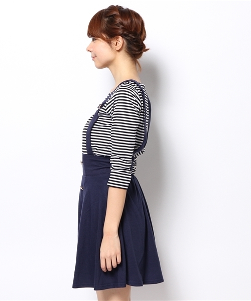 one after another NICE CLAUP(ワンアフターアナザーナイスクラップ)の「【ナイスクラップ】マリン風セットアップ(ワンピース・レディース・アイボリー/ネイビー・FREE)」の9枚目の写真