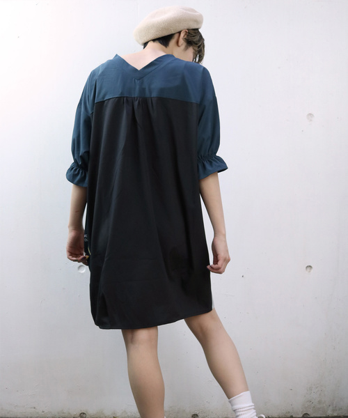 海底プリント配色ワンピース Tシャツ カットソー Rivet トップス Rivet Surge リベットアンドサージ のファッション セール