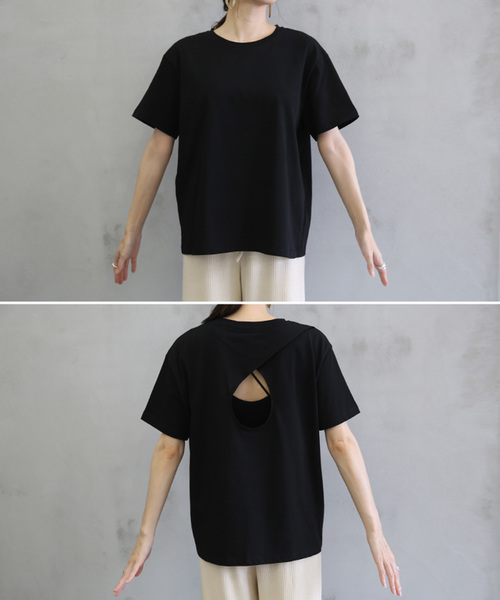 select MOCA(セレクトモカ)の「バックオープンTシャツ(Tシャツ/カットソー・レディース・ブラック/ブラウン/ベージュ/モスグリーン・FREE)」の10枚目の写真