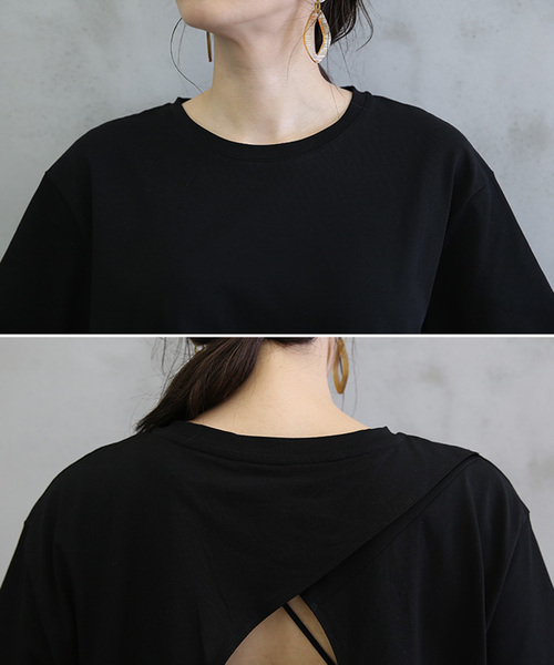 select MOCA(セレクトモカ)の「バックオープンTシャツ(Tシャツ/カットソー・レディース・ブラック/ブラウン/ベージュ/モスグリーン・FREE)」の12枚目の写真