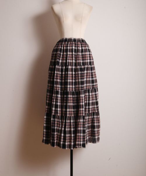tocco closet（トッコ　クローゼット）の「チェック柄ティアードスカート（スカート・レディース・ブラック/パープル/レッド・M）」の11枚目の写真
