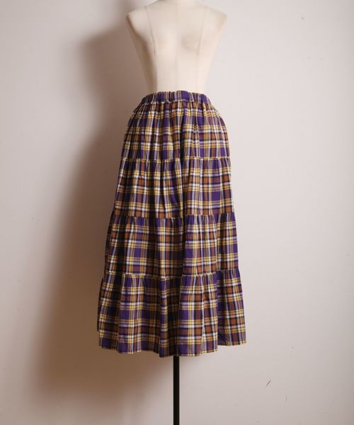 tocco closet（トッコ　クローゼット）の「チェック柄ティアードスカート（スカート・レディース・ブラック/パープル/レッド・M）」の6枚目の写真