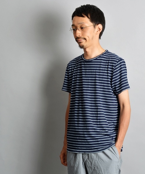 SHIPS（シップス）の「SAVE KHAKI: マリンボーダー TシャツT（Tシャツ/カットソー・メンズ・ネイビー/レッド/コバルトブルー/ダークブルー/オフホワイト/チャコールグレー・SMALL/LARGE/MEDIUM）」の5枚目の写真