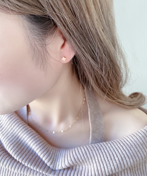 ESTELLE（エステール）の「K18 イエローゴールド クローバー ピアス ESTELLE/エステール（ピアス（両耳用）・レディース・イエローゴールド・-）」の7枚目の写真