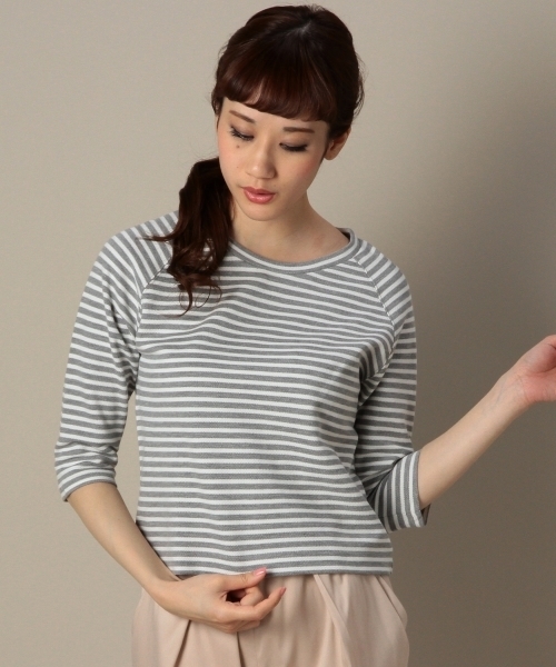 BEAUTY&YOUTH UNITED ARROWS(ビューティーアンドユースユナイテッドアローズ)の「BYSF 鹿の子ラグラン6分袖プルオーバー ◆(Tシャツ/カットソー・レディース・ライトグレー/グレー/ネイビー/ダークグレー・フリー)」の1枚目の写真