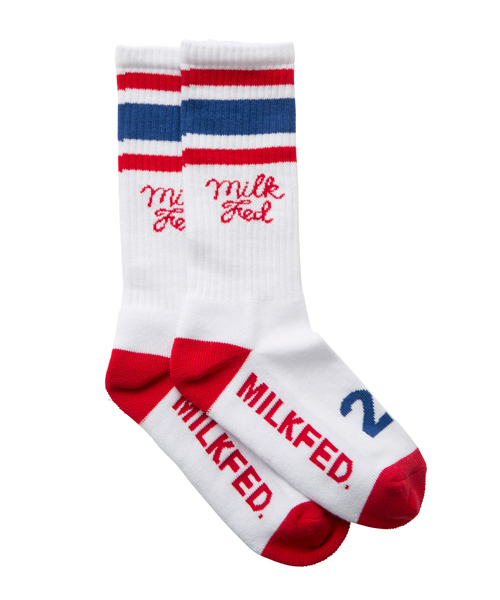 MILKFED.（ミルクフェド）の「LINED SOCKS　（靴下/ソックス/ミドル/ライン/ロゴ入り）（ソックス/靴下・レディース・ホワイト/ブラック/ネイビー・ONE SIZE）」の4枚目の写真