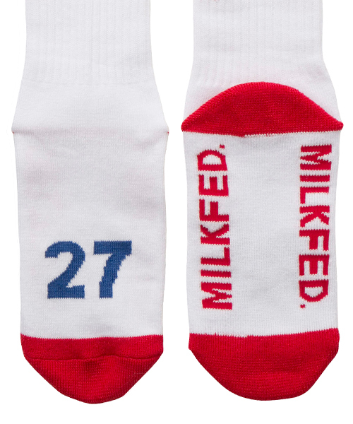 MILKFED.（ミルクフェド）の「LINED SOCKS　（靴下/ソックス/ミドル/ライン/ロゴ入り）（ソックス/靴下・レディース・ホワイト/ブラック/ネイビー・ONE SIZE）」の5枚目の写真