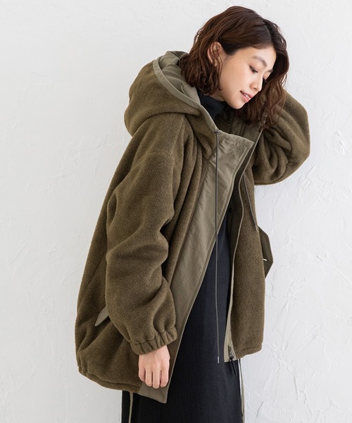 オリーブ フリース内側 モッズコート ブリーズ BREEZE 【合体シリーズ】モッズコート （カーキ