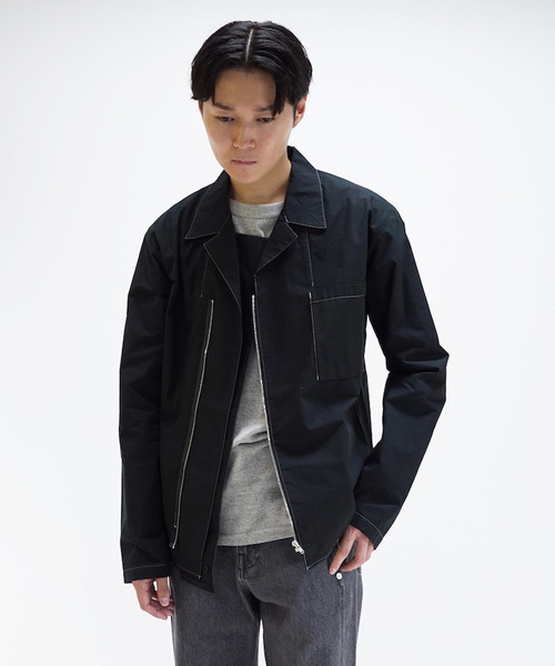 PORTVEL(ポートヴェル)の「PORTVEL ZIPUP OPEN COLLAR SHIRT(シャツ/ブラウス・メンズ・ホワイト/ブラック・M/S)」の2枚目の写真
