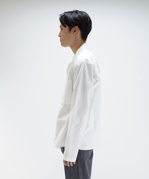 PORTVEL(ポートヴェル)の「PORTVEL ZIPUP OPEN COLLAR SHIRT(シャツ/ブラウス・メンズ・ホワイト/ブラック・M/S)」の3枚目の写真