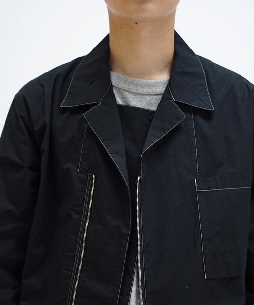 PORTVEL(ポートヴェル)の「PORTVEL ZIPUP OPEN COLLAR SHIRT(シャツ/ブラウス・メンズ・ホワイト/ブラック・M/S)」の8枚目の写真