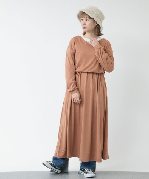 ベルト付aライン 両vネック レトロロングワンピース ワンピース Adolescence アドレセンス のファッション通販 Zozotown