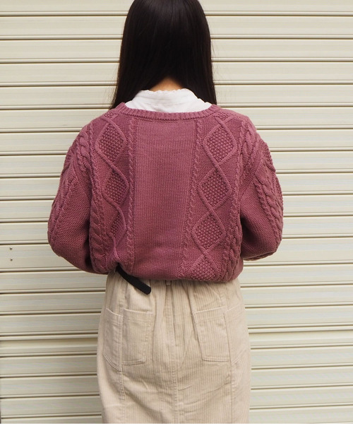 tiptop（ティップトップ）の「花刺繍ケーブルニットプルオーバー（ニット/セーター・レディース・アイボリー/ブラウン/ベージュ/スモークピンク・FREE）」の17枚目の写真