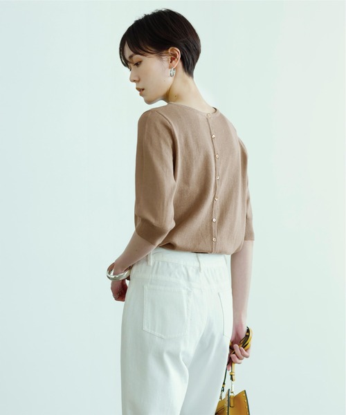 titivate(ティティベイト)の「前後2wayコットンニット(ニット/セーター・レディース・オフホワイト/グリーン系その他/ライトベージュ/チャコール/ブラック/グレイッシュベージュ・S/M/L)」の5枚目の写真