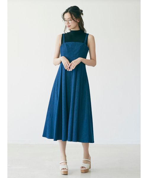 dazzlin（ダズリン）の「フェミニンプリーツジャンスカ（ワンピース・レディース・ベージュ/ネイビー/インディゴブルー/アイボリー・FREE）」の4枚目の写真