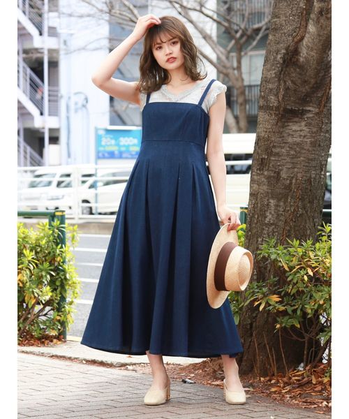 dazzlin（ダズリン）の「フェミニンプリーツジャンスカ（ワンピース・レディース・ベージュ/ネイビー/インディゴブルー/アイボリー・FREE）」の5枚目の写真