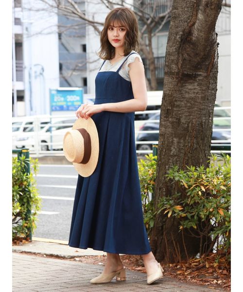dazzlin（ダズリン）の「フェミニンプリーツジャンスカ（ワンピース・レディース・ベージュ/ネイビー/インディゴブルー/アイボリー・FREE）」の7枚目の写真