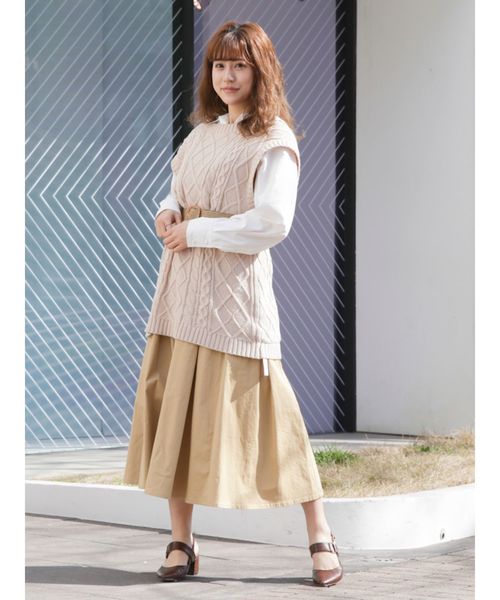 dazzlin（ダズリン）の「フェミニンプリーツジャンスカ（ワンピース・レディース・ベージュ/ネイビー/インディゴブルー/アイボリー・FREE）」の10枚目の写真