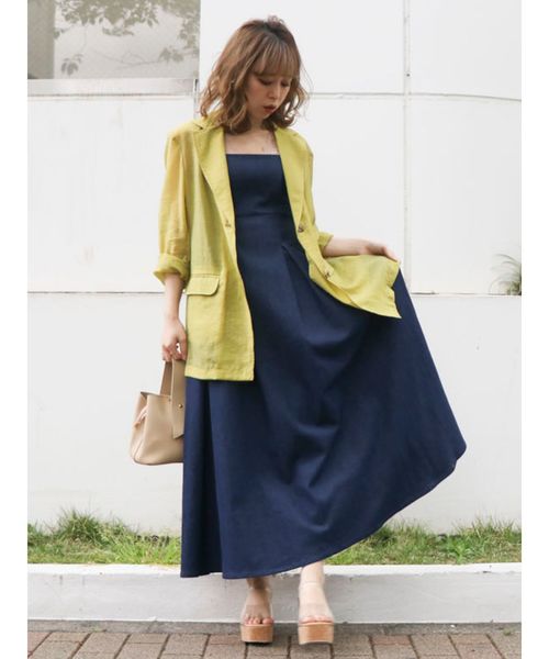 dazzlin（ダズリン）の「フェミニンプリーツジャンスカ（ワンピース・レディース・ベージュ/ネイビー/インディゴブルー/アイボリー・FREE）」の13枚目の写真