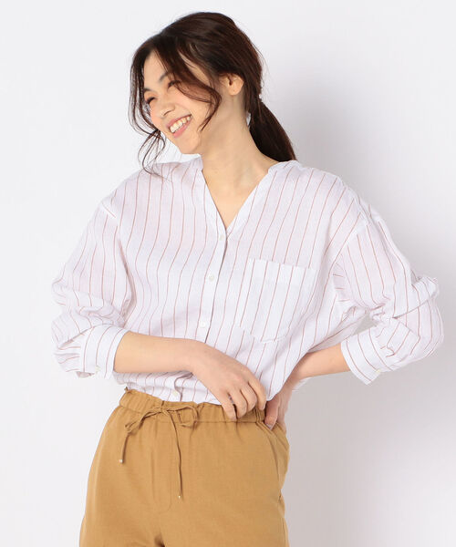 fredy repit(フレディレピ)の「リネン抜けVチュニックシャツ(シャツ/ブラウス・レディース・アイボリー/ホワイト系その他/ブルー系その他/ブラウン・38)」の3枚目の写真