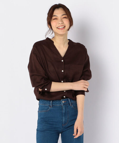 fredy repit(フレディレピ)の「リネン抜けVチュニックシャツ(シャツ/ブラウス・レディース・アイボリー/ホワイト系その他/ブルー系その他/ブラウン・38)」の4枚目の写真