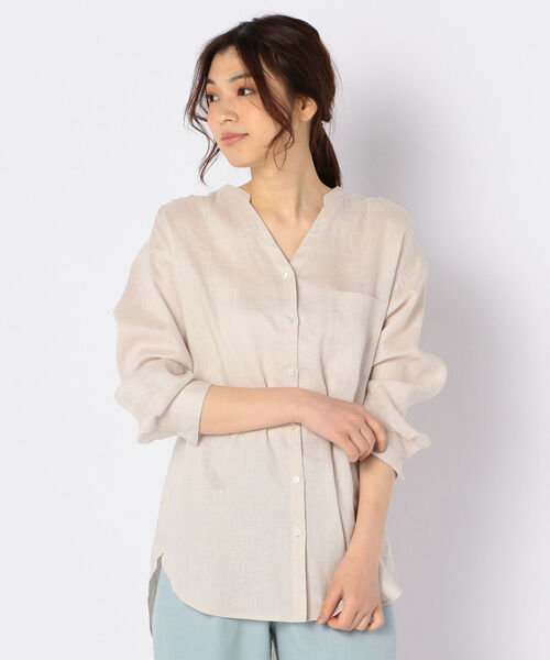 fredy repit(フレディレピ)の「リネン抜けVチュニックシャツ(シャツ/ブラウス・レディース・アイボリー/ホワイト系その他/ブルー系その他/ブラウン・38)」の2枚目の写真
