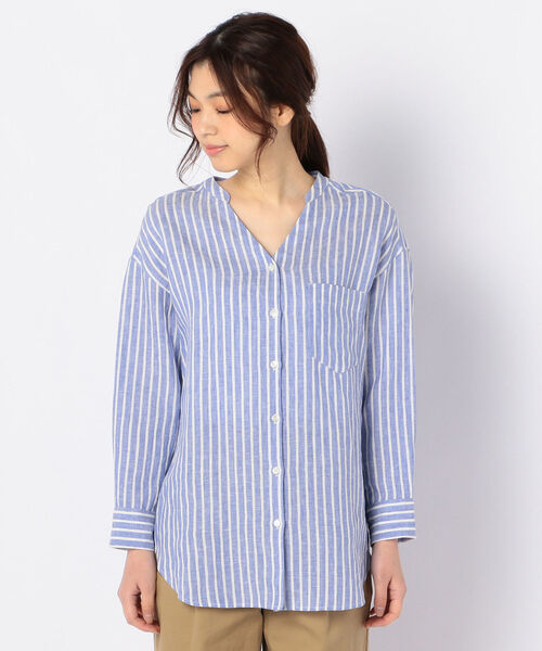 fredy repit(フレディレピ)の「リネン抜けVチュニックシャツ(シャツ/ブラウス・レディース・アイボリー/ホワイト系その他/ブルー系その他/ブラウン・38)」の5枚目の写真