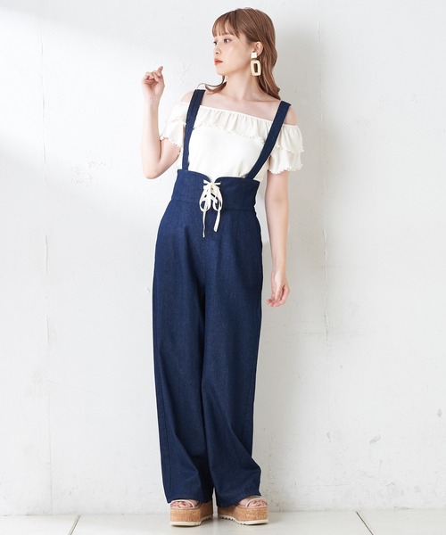 one after another NICE CLAUP（ワンアフターアナザーナイスクラップ）の「Wフリルテレコトップス（Tシャツ/カットソー・レディース・ブラック/ベージュ/オフホワイト/サックスブルー・FREE）」の19枚目の写真