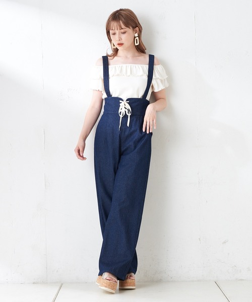 one after another NICE CLAUP（ワンアフターアナザーナイスクラップ）の「Wフリルテレコトップス（Tシャツ/カットソー・レディース・ブラック/ベージュ/オフホワイト/サックスブルー・FREE）」の11枚目の写真