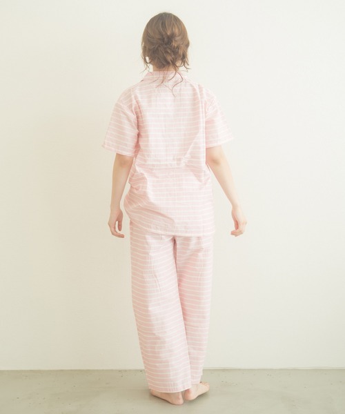 Dita（ディータ）の「シーチングボーダーシャツルームウェア上下セット/全3色  パジャマ（ルームウェア/パジャマ・レディース・ネイビー/グレー/ピンク・M/L）」の12枚目の写真