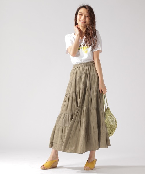 BAYFLOW（ベイフロー）の「ティアードマキシスカート（スカート・レディース・グレー/カーキ/ピンク・SMALL/MEDIUM）」の10枚目の写真