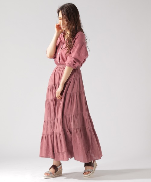 ベイフローBAYFLOW リネンレーヨンロングマキシ丈スカート 楽天市場】【SALE／45%OFF】(W)カットマキシスカート BAYFLOW