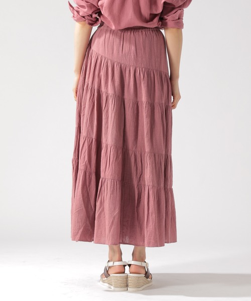 BAYFLOW（ベイフロー）の「ティアードマキシスカート（スカート・レディース・グレー/カーキ/ピンク・SMALL/MEDIUM）」の13枚目の写真