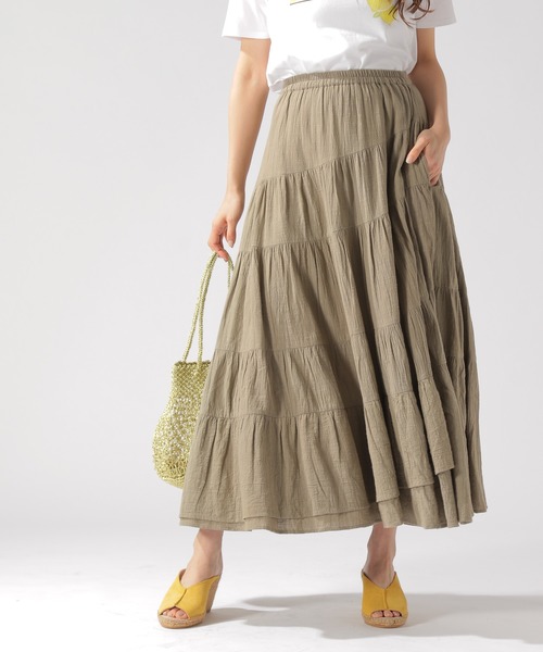 BAYFLOW（ベイフロー）の「ティアードマキシスカート（スカート・レディース・グレー/カーキ/ピンク・SMALL/MEDIUM）」の20枚目の写真